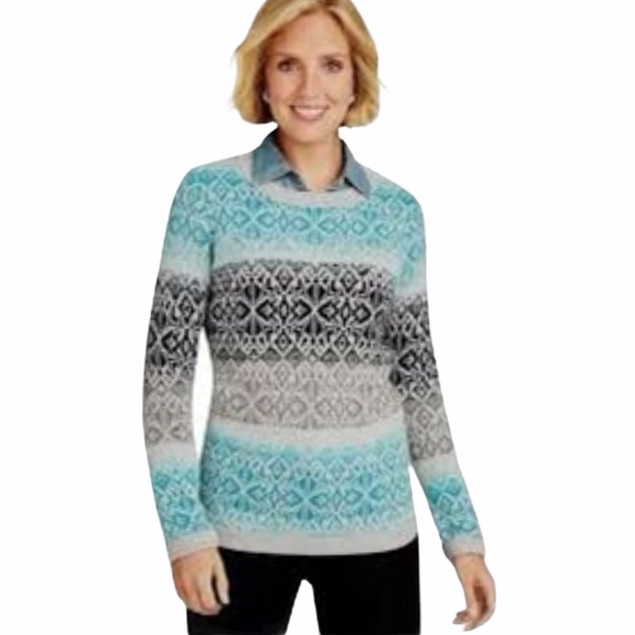 Talbots Nordic lights fair isle sweater size XLp - Picture 1 of 10